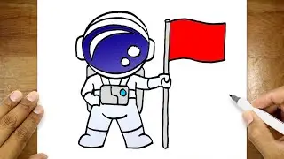 How To Draw Astronaut In Moon | Astronaut Drawing Easy