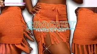 Crochet Fringed Slit Skirt