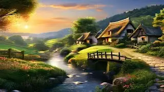 🌳 Peaceful Village Ambience and Rooster Crowing 🐔 | ASMR 10 Hours for Sleep, Relax and Study 🎶