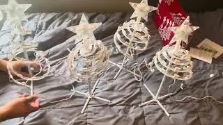 Home Accents Holiday 18inch Clear Spiral Tree Pathway Lights assembly, test, and disassembly