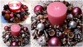 New Year's candlesticks made from natural materials. DIY Christmas crafts.