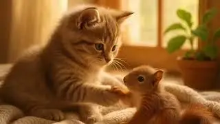 Adorable Kitten & Squirrel Play Together &ndash; The Cutest Unexpected Friendship Ever 🐱🐿️