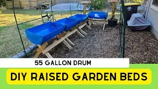 Blue Barrel Raised Garden Bed with Easy To Build H Frame Stand