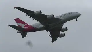 Qantas A380 VH-OQB approaching Dresden International Airport EDDC