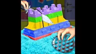 Oddly Satisfying Slime Sand Cutting Game ! Crunchy ASMR sand pressing