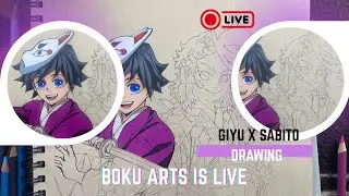 Sabito & Giyu Live Realistic Drawing | Demon Slayer WIP Sketch 🔥 Realistic Anime Art