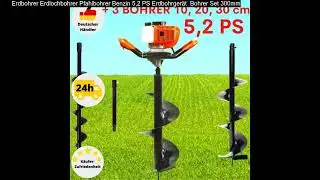 Erdbohrer Erdlochbohrer Pfahlbohrer Benzin 5,2 PS Erdbohrger&auml;t  Bohrer Set 300mm