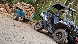 UTV POLARIS, wood delivering with trailer