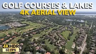 Aerial View of Golf Courses and Lakes in Central Florida in 4K 60fps