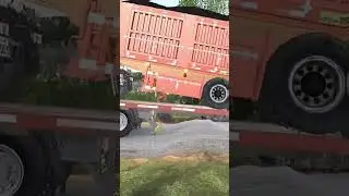 Trailer truck slowly climbing over extra high speed bumps #mudrunner #snowrunner