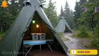 🌲 Rainy Boreal Forest Camp  Cozy Teepee Shelter in the Rain