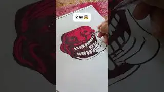 Red Troll face Drawing  10sec, 30min and 2hr😱 #shorts #drawing