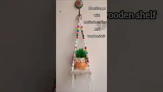 Macrame plant hanger with multiple colour beads and wooden shelf | Boho decore  #macrameplanthanger