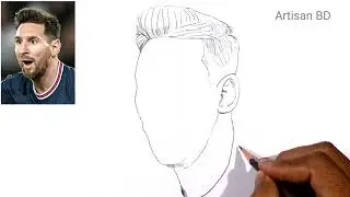 How to draw Messi step by step | Easy pencil sketch - Messi portrait drawing