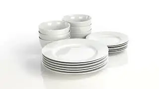 Amazon Basics 18-Piece Kitchen Dinnerware Set, Plates, Dishes, Bowls, Service for 6 -