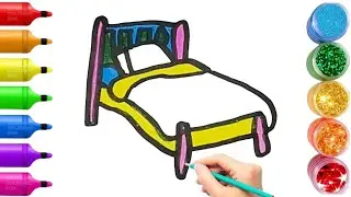 How To Draw cute Bed Drawing, Painting & Coloring For Kids and Toddlers_ Child Art 🐋🌈🎨