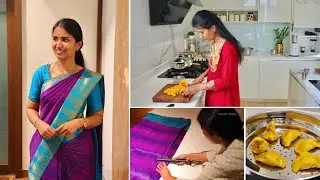 ஒரு Long Break-க்கு அப்புறமா…😊| Avarakkai Kuzhambu | Silk Saree prepleating | Vennila Veedu Vlogs