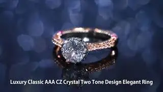 Luxury Classic AAA CZ Crystal Two Tone Design Elegant Ring