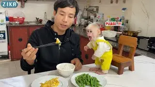 WOW!!! Smart Zika picks up chicken eggs to help its uncle prepare dinner