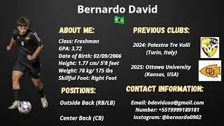 Bernardo David Freshman Right/Left Back and Center Back Highlight Video