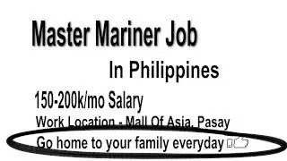Master Mariner Jobs HIRING in Philippines