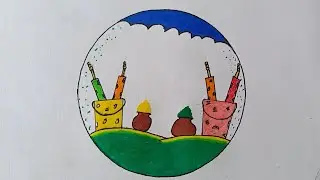 Circle Holi Drawing 🥳 Easy - Beautiful Drawing @Artcraft2m