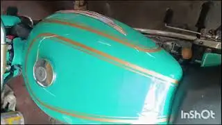 Blue color Bullet painting#Bullet tank Gold line #classic blue bullet#bullet meri jaan#how to paint