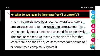 What do you mean by the phrase 'reck'd or unreck'd'?