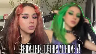 Attempting NEON GREEN split hairdye AT HOME !? im sorry Brad Mondo...