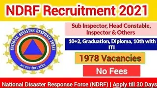 NDRF Recruitment 2021 || Pharmacist Staff Nurse Radiographer & Other Post