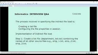 Informatica Power Center , Interview Q&A, Indirect File Load