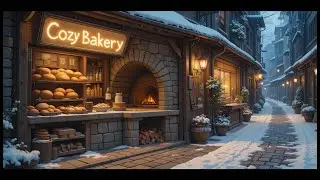 🥖Wind & Crackling Fire ASMR | Winter Bakery on a Snowy day