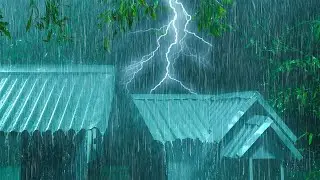 Soothing Night Sleep Therapy with Heavy Rain on a Metal Roof and Gentle Rolling Thunder Sounds