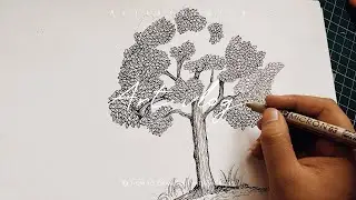 How to draw tree with ink pen or micron AY15