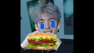 Flamingo cries with hamburger