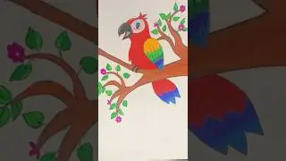 How to colour parrot 🦜 #sunita_art #drawing #art #shortsvideo #shorts#support #music  #hindisong