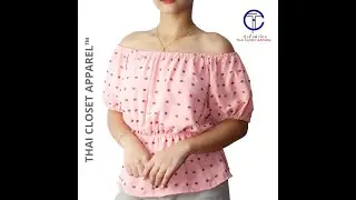 Thai Closet Apparel Polka Dots Off-Shoulder Blouse Swiss Dot Fabric