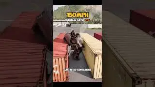 Can a Car Survive 50 Shipping Containers? (30MPH to 500MPH)#Shorts#gameplay #gamingshorts