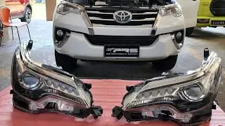 TOYOTA FORTUNER 2016 HEADLIGHTS WILL BE REPLACE LED TYPE W / DRL  HEADLIGHTS