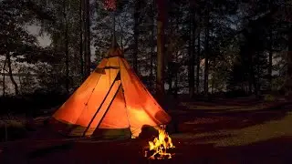 Camping in the Forest | Relax with Fire Sounds & Crickets | Night Woods | 6 Hours Relax
