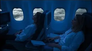 Luxury Airplane Cabin Ambience with Heavy Snowstorm | Jet Engine Sounds for Deep Sleep