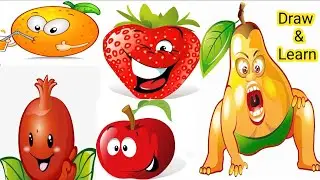 Draw and Learn Fruits|painting and Colouring For Kids|Learning Peak