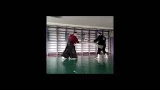 Защита с длинным мечом против атаки копьем (Кагэ рю)