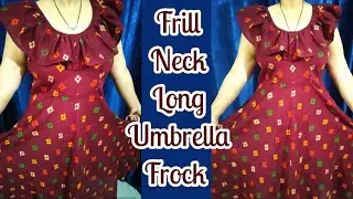 How to make neck frill design cutting and stitching || umbrella one piece kaise banaye || ruffle &brvbar;&brvbar;