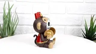 Ebros Larger Furry Bones Circus Fez Monkey Skeleton Monster Sit Up 3 7/8