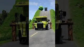 Long City Buses & Trucks vs Log Trap - BeamNG.drive #shorts #beamngdrive #beamng