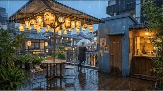 Rainy Japanese Rooftop 🌧️ Cozy Lofi Beats to Relax, Study & Focus
