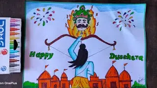 Dussehra drawing easy step by step/vijay dashmi drawing/ Ram Ravan drawing / Dussehra drawing easy 