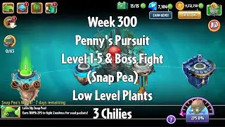 PvZ2 Penny's Pursuit Week 300 (Snap Pea) - Level 1-5 & Boss Fight - 3 Chilies