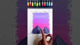 Sunset Mountain Painting/Oil Pastel Art #artshorts #bestscenery #acrylicscenery #oilpastelpainting
